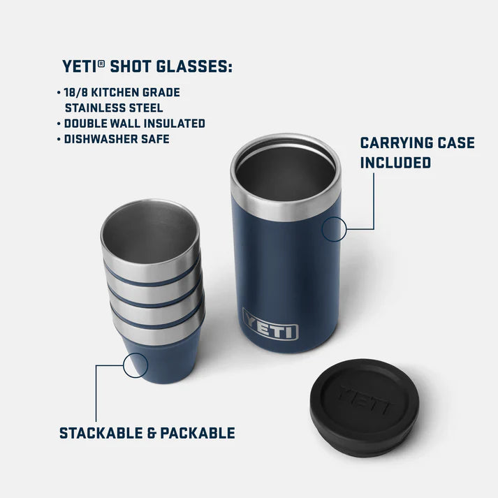 YETI Shot Glasses With Carrying Case - Black Forest Green