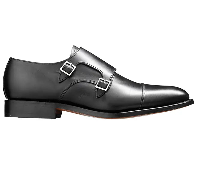BARKER Tunstall Shoes - Mens Double Monk Strap - Black Barker Shoes