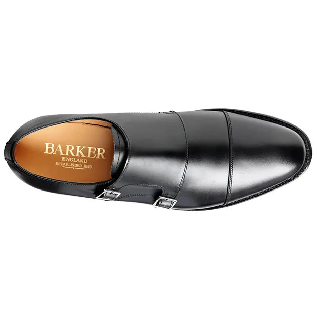 BARKER Tunstall Shoes - Mens Double Monk Strap - Black Barker Shoes