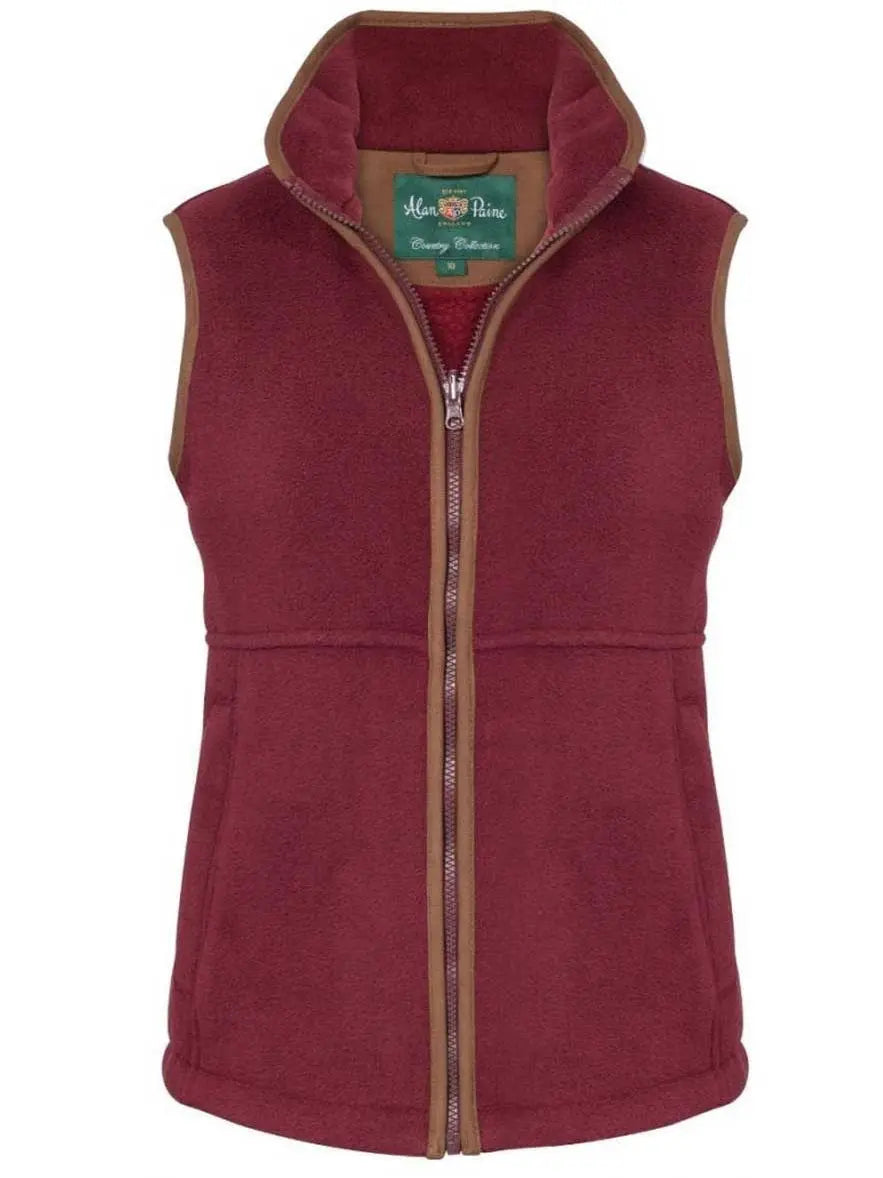 ALAN PAINE Gilet - Ladies Aylsham Fleece Waistcoat - Bordeaux