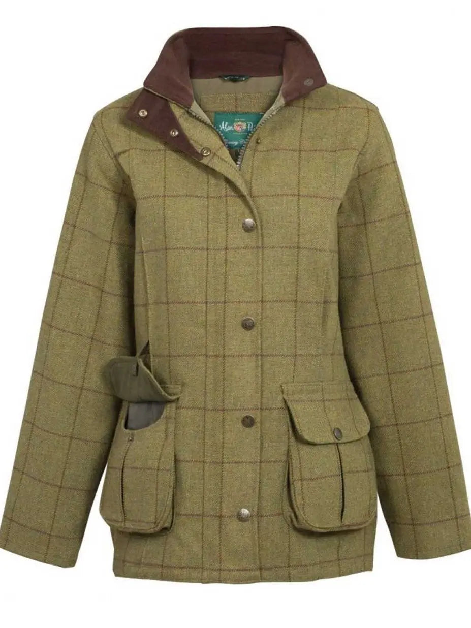 ALAN PAINE - Ladies Rutland Tweed Waterproof Shooting Coat - Lichen