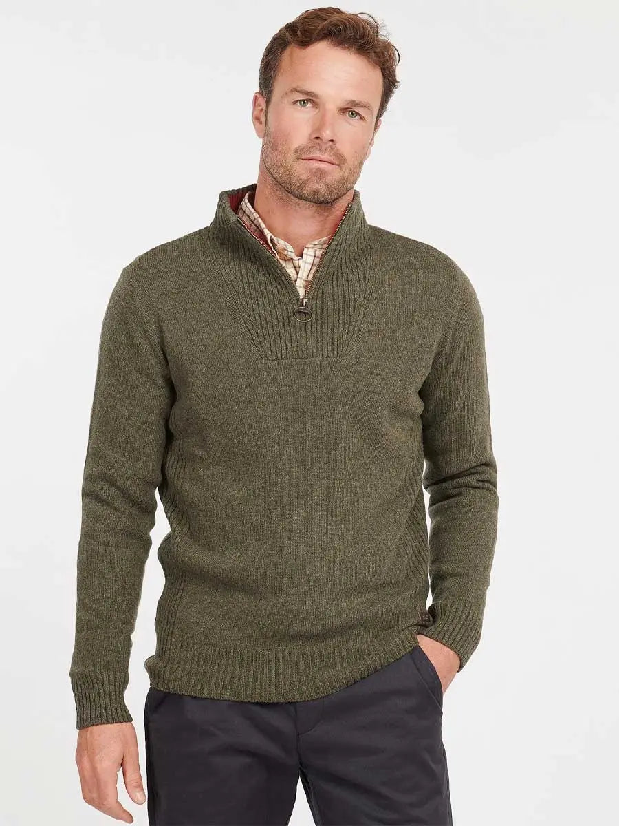 BARBOUR Nelson Essential Half Zip Jumper - Mens - Seaweed Barbour