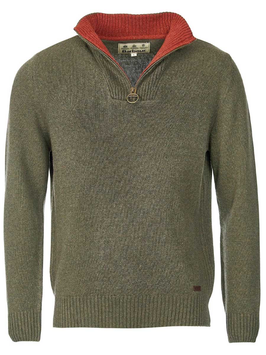 BARBOUR Nelson Essential Half Zip Jumper - Mens - Seaweed Barbour