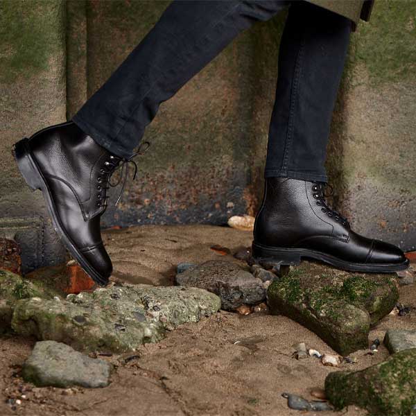 BARKER Donegal Boots - Mens Toe Cap - Black Calf Barker Shoes
