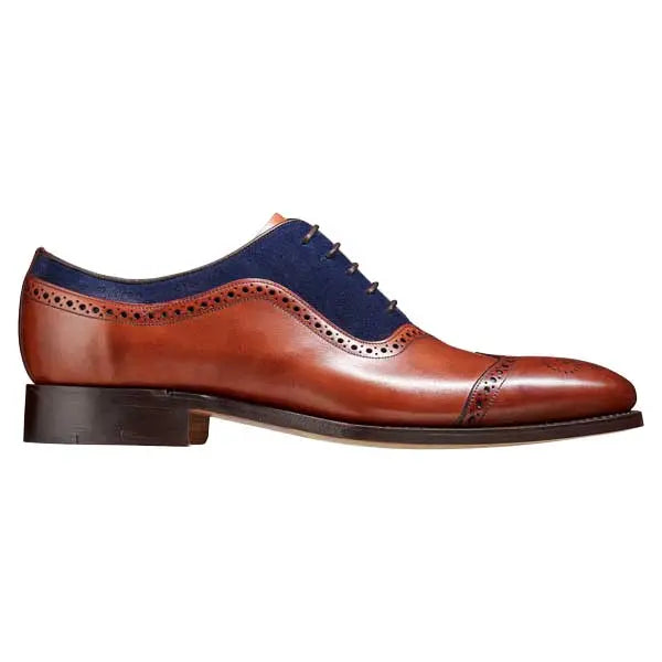 BARKER Nicholas Shoes - Mens Oxford Style - Antique Rosewood & Navy Suede