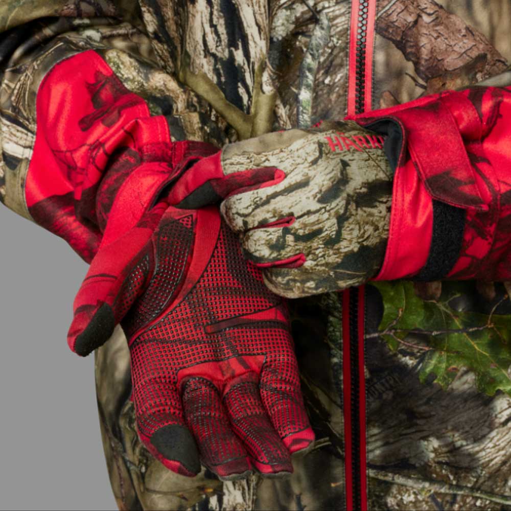 HARKILA Moose Hunter 2.0 Fleece Gloves - Mossy Oak Break-Up Country / Mossy Oak Red Harkila