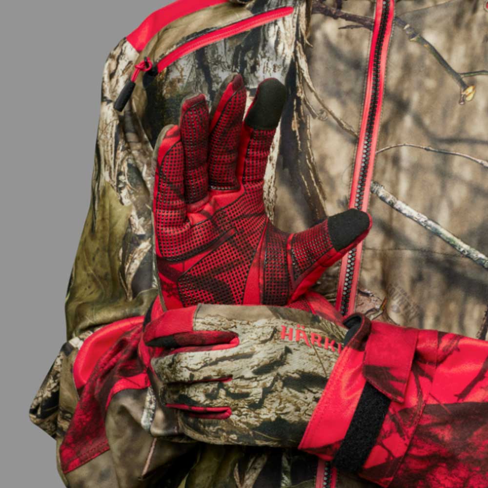HARKILA Moose Hunter 2.0 Fleece Gloves - Mossy Oak Break-Up Country / Mossy Oak Red Harkila