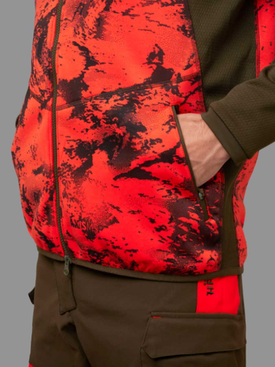 HARKILA Wildboar Pro Camo Fleece Jacket - Mens - AXIS MSP Wildboar Orange / Shadow Brown Harkila