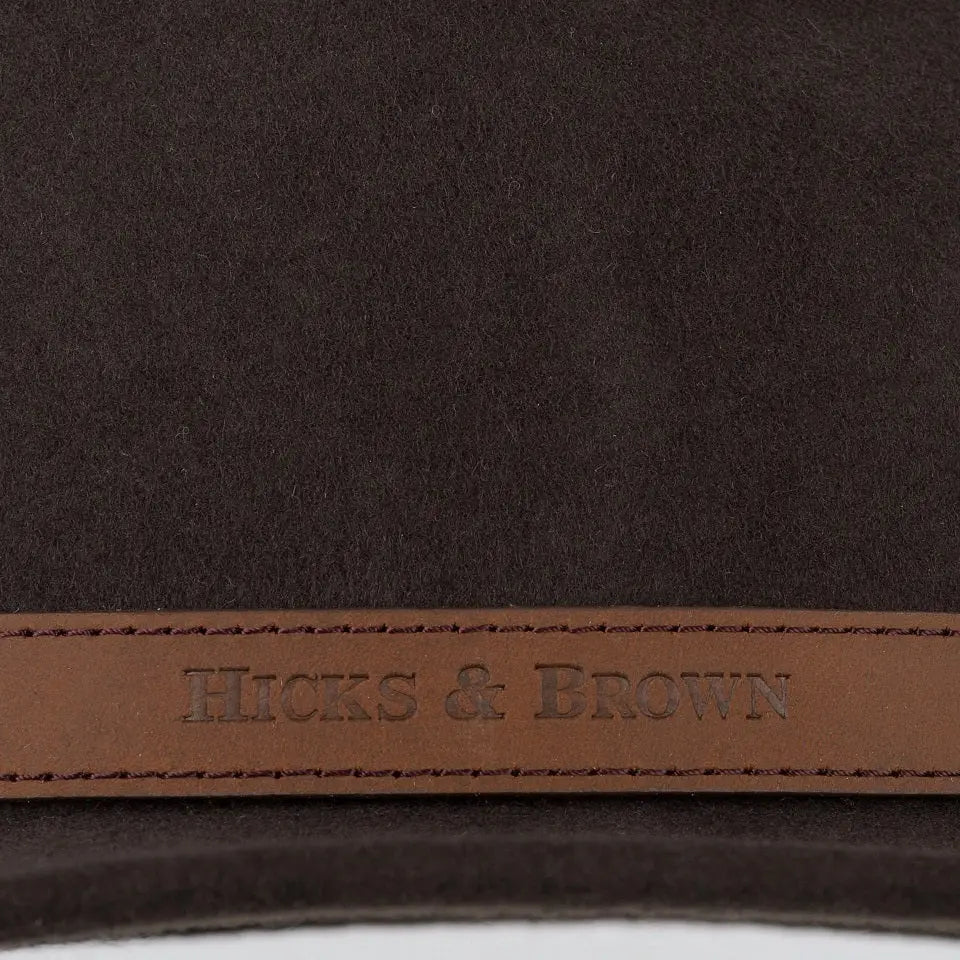 HICKS & BROWN Ladies Suffolk Fedora Hat - Gamebird Feather - Dark Brown Hicks and Brown