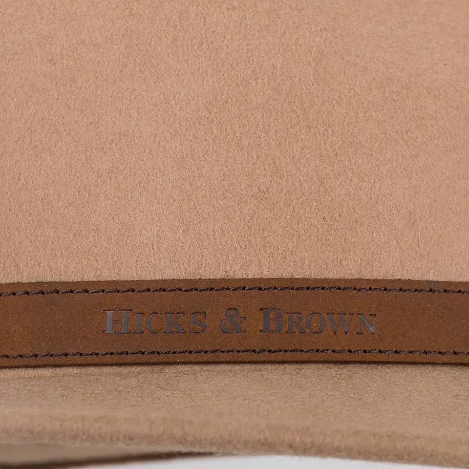 HICKS & BROWN Ladies Suffolk Fedora Hat - Guinea and Pheasant Feather - Camel Hicks and Brown