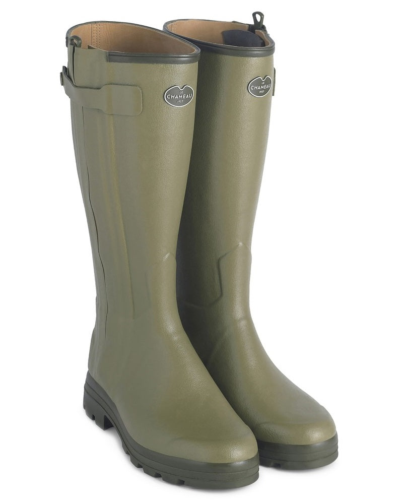 LE CHAMEAU Chasseur Boots - Ladies Leather Lined Full Zip - Iconic Green Le Chameau