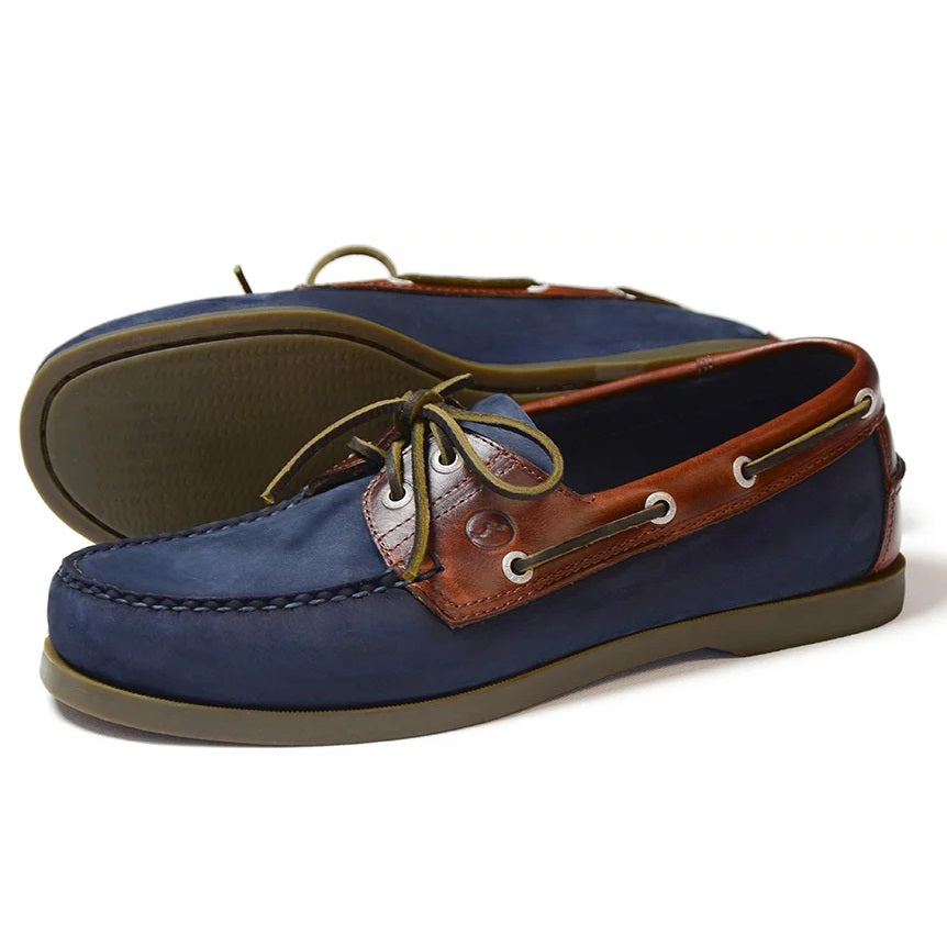 ORCA BAY Mens Oakland Leather Deck Shoes - Navy/Oak Orca Bay