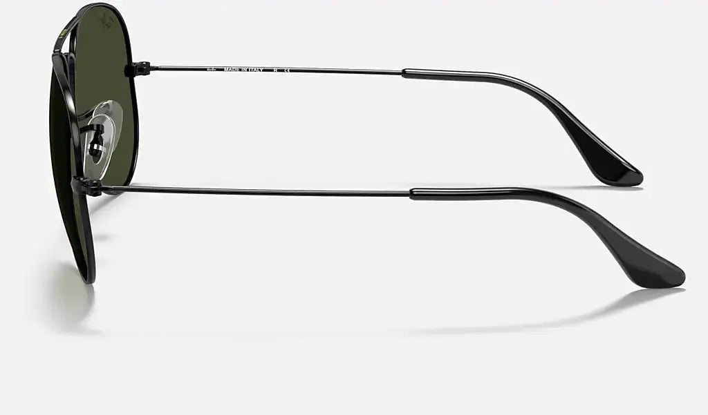 RAY-BAN Aviator Classic Sunglasses - Black - Crystal Green Lens Ray-Ban