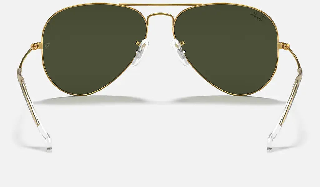 RAY-BAN Aviator Classic Sunglasses - Polished Gold - Crystal Green Lens Ray-Ban