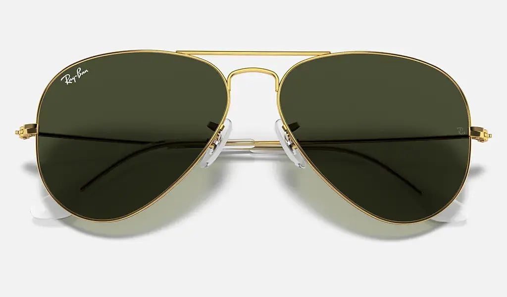 RAY-BAN Aviator Classic Sunglasses - Polished Gold - Crystal Green Lens Ray-Ban
