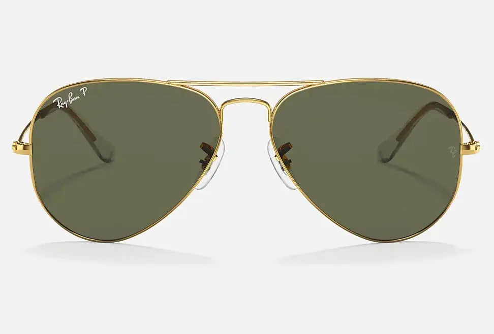 RAY-BAN Aviator Classic Sunglasses - Gold - Crystal Green Polarized Lens Ray-Ban