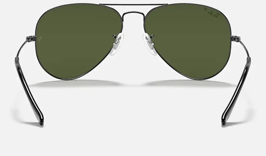 RAY-BAN Aviator Classic Sunglasses - Gunmetal - Crystal Green Polarized Lens Ray-Ban