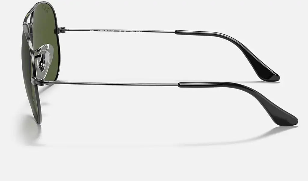 RAY-BAN Aviator Classic Sunglasses - Gunmetal - Crystal Green Polarized Lens Ray-Ban