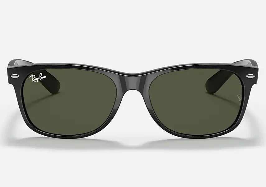 RAY-BAN New Wayfarer Classic Sunglasses - Matte Black - Crystal Green Lens Ray-Ban