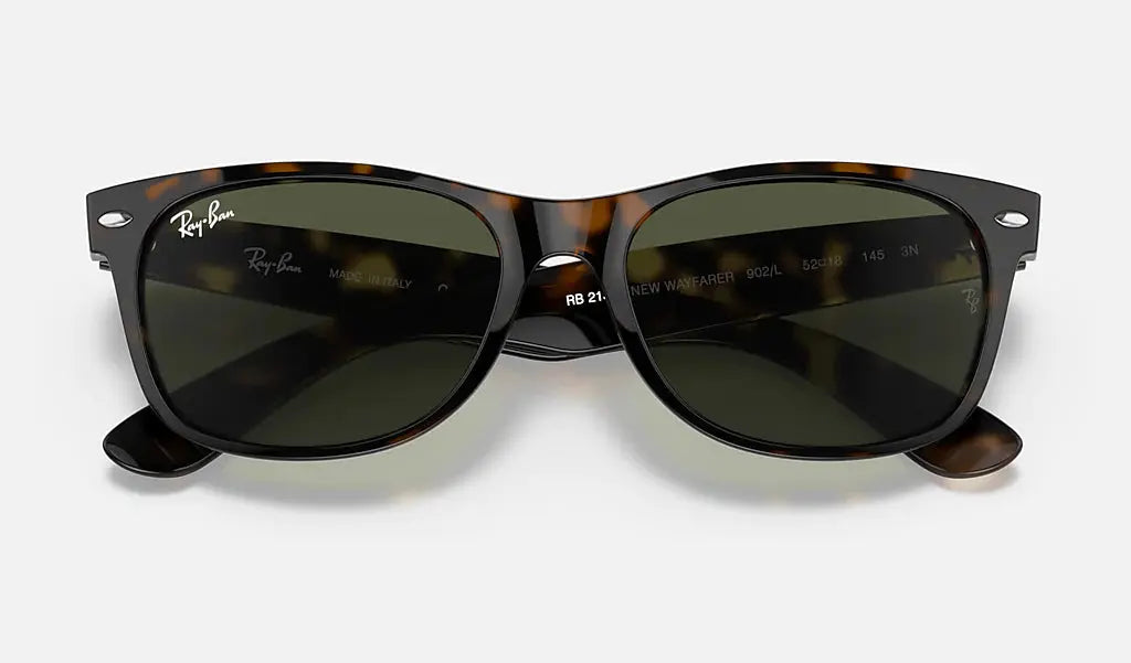 RAY-BAN New Wayfarer Classic Sunglasses - Tortoise - Crystal Green Lens Ray-Ban