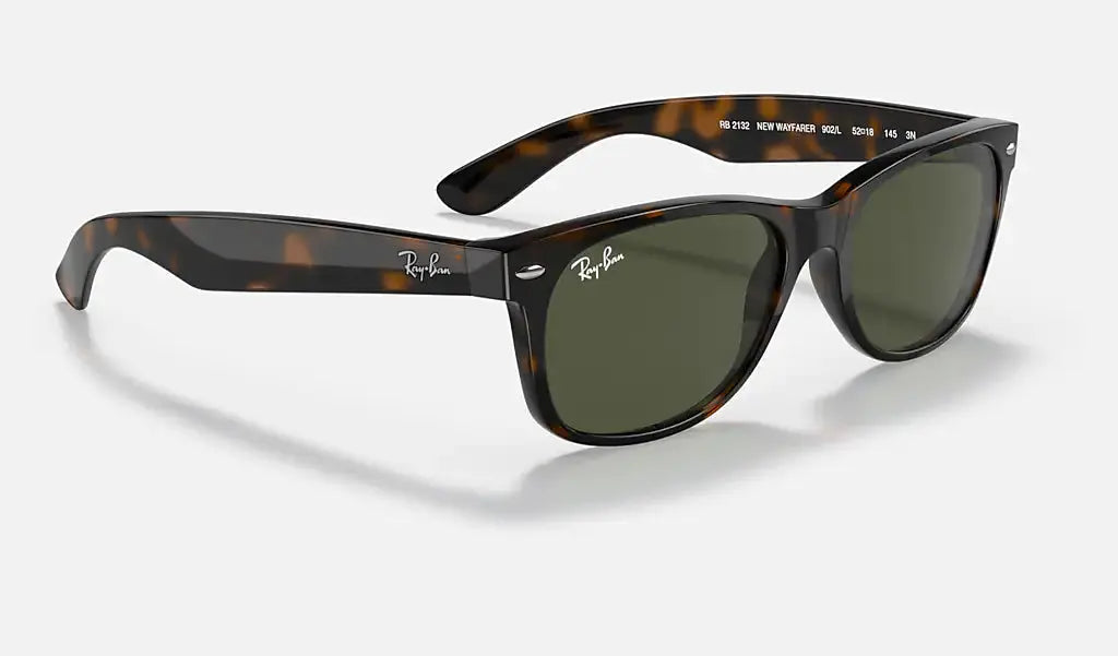 RAY-BAN New Wayfarer Classic Sunglasses - Tortoise - Crystal Green Lens Ray-Ban