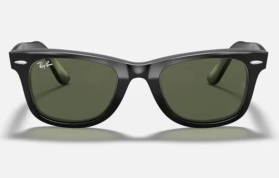 RAY-BAN Original Wayfarer Classic Sunglasses - Polished Black - Green G15 Lens Ray-Ban