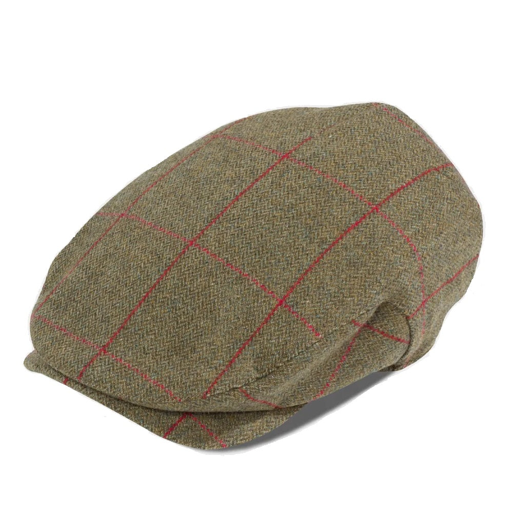 ALAN PAINE Combrook Mens Extended Peak Tweed Flat Cap - Sage Alan Paine