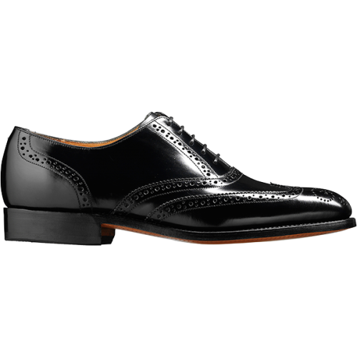 BARKER Albert Shoes - Mens Brogue Oxford - Black Hi-Shine Barker Shoes