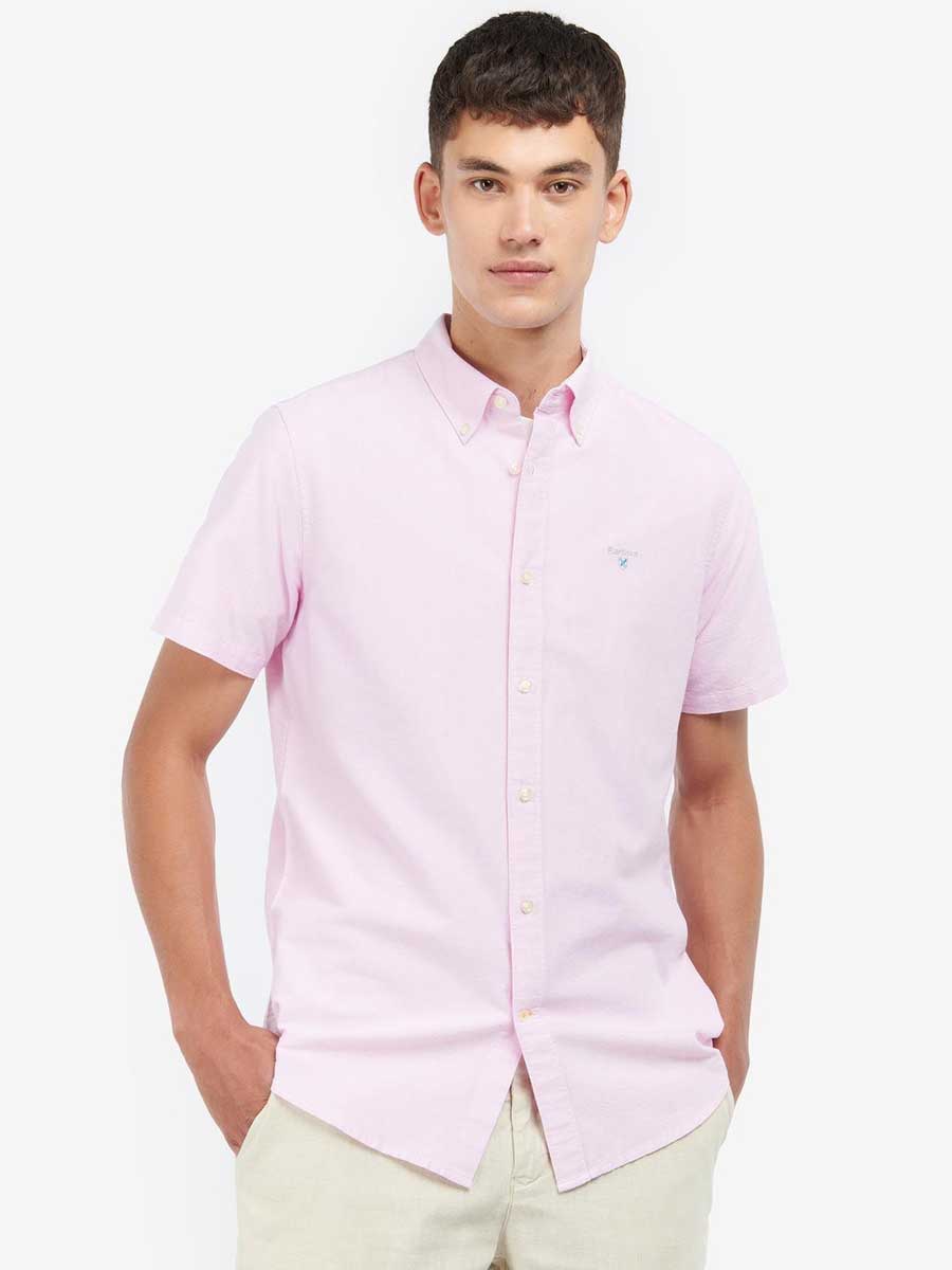 Mens pink short on sale sleeve dress shirt