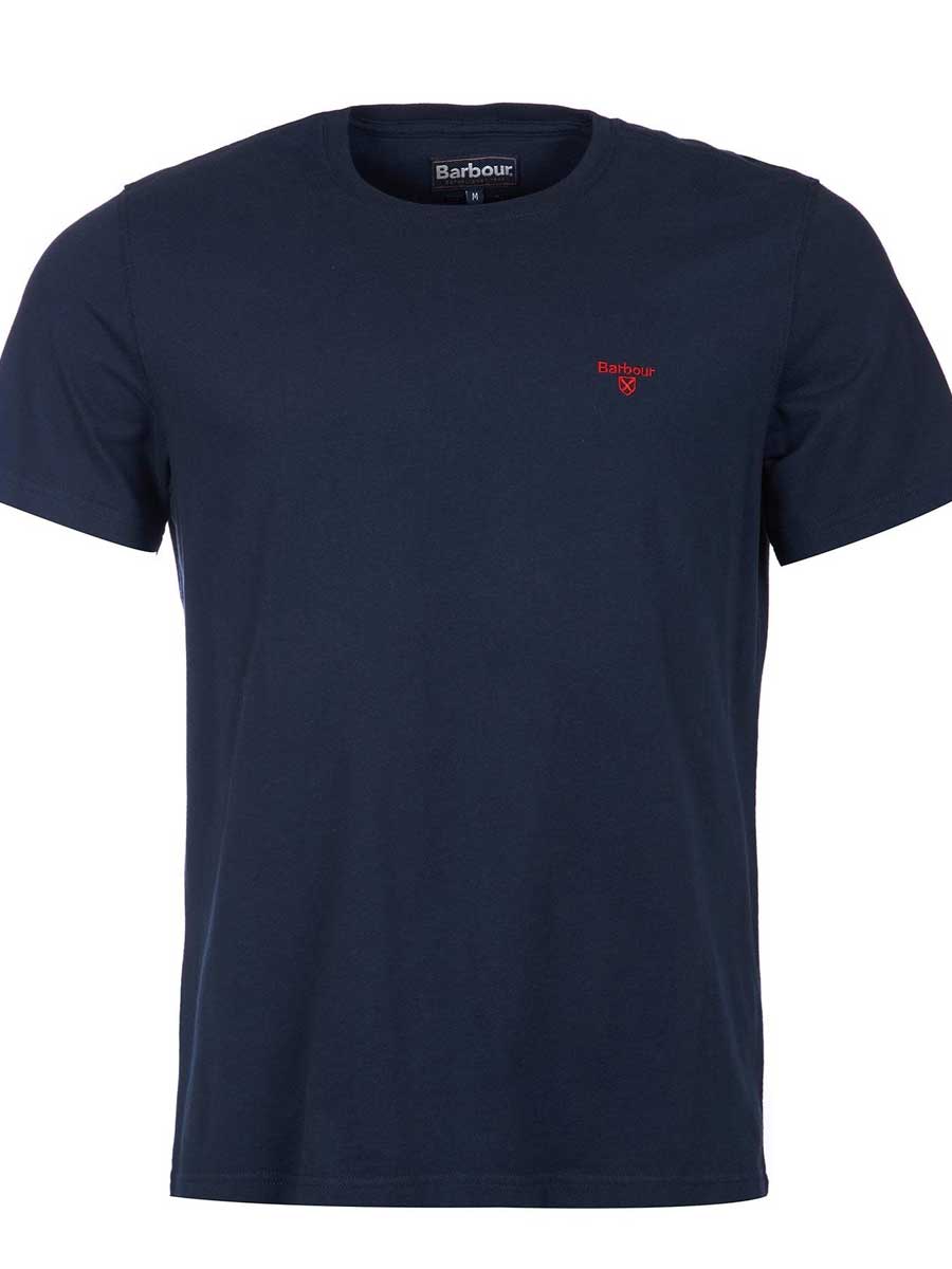 BARBOUR Sports T-Shirt - Mens Cotton Tee - Navy