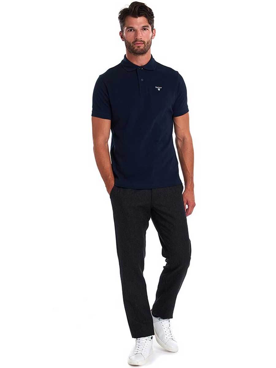 BARBOUR Tartan Polo Shirt Pique - Mens - New Navy