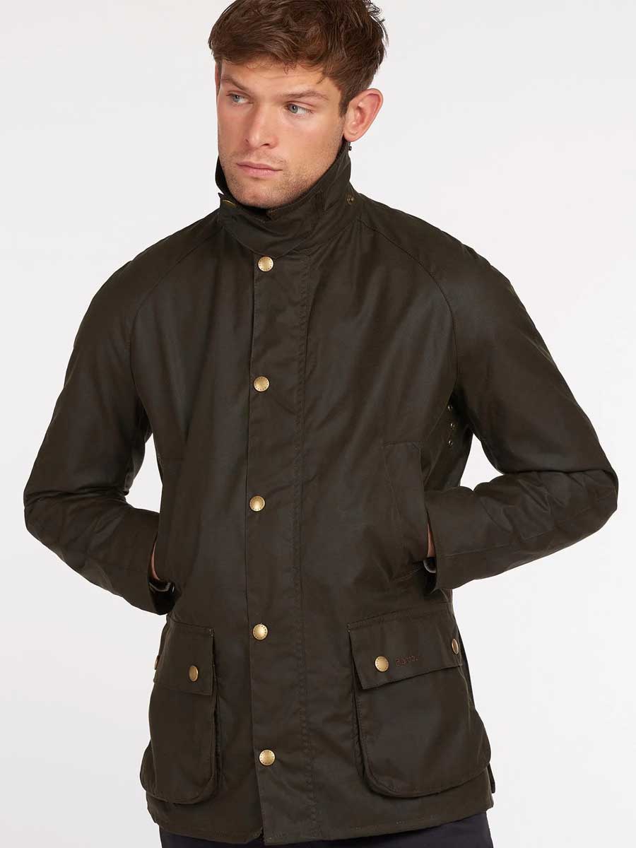 BARBOUR Ashby Wax Jacket - Mens 6oz Tailored Fit - Olive