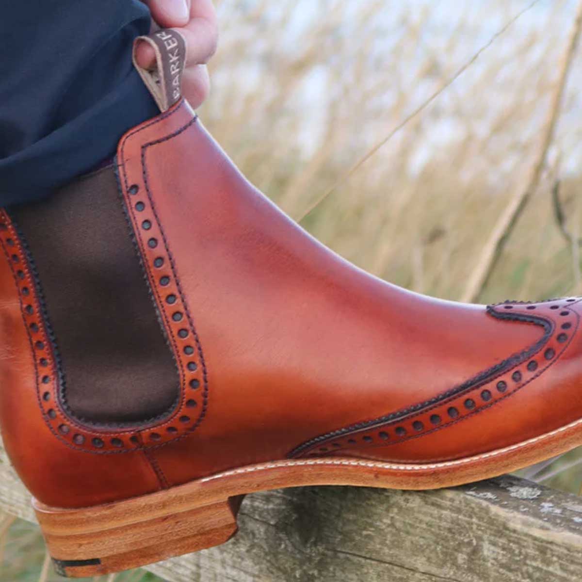 BARKER Moreton Chelsea Boots - Mens - Antique Rosewood / Navy Barker Shoes