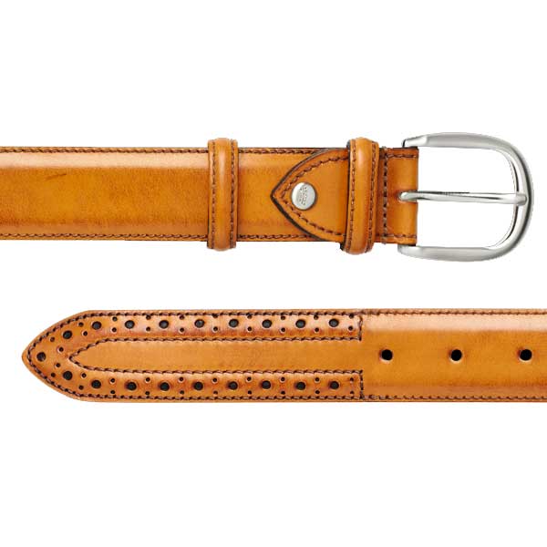 Barker Brogue Belt - Cedar Calf Leather - One size