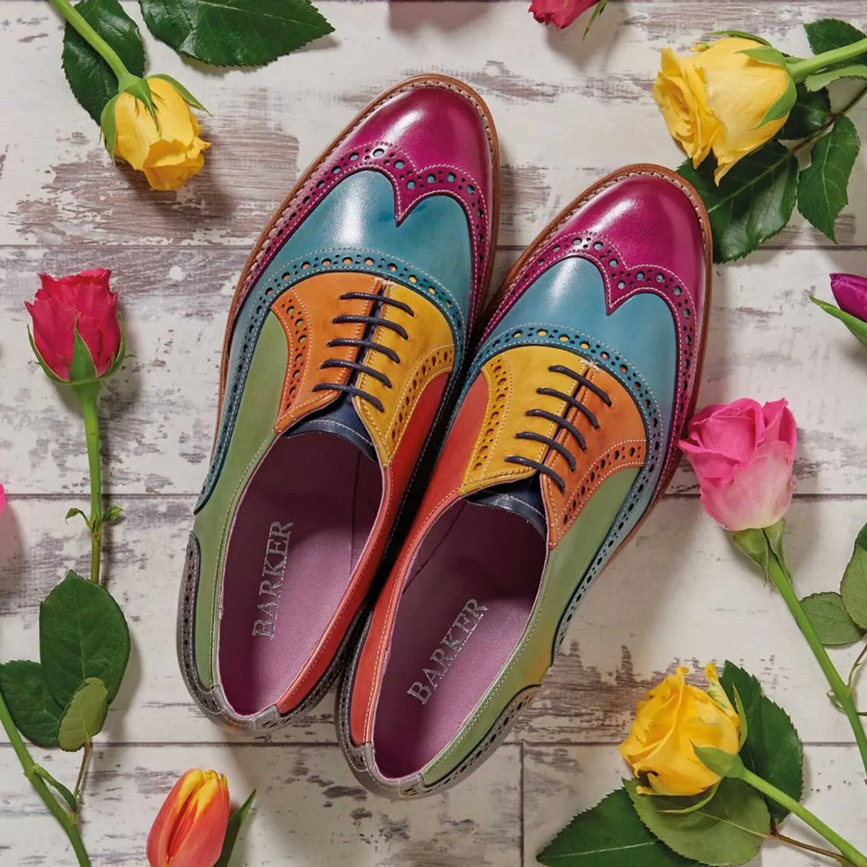Barker Shoes - Ladies Fearne Brogues - Multi Coloured Hand-Painted