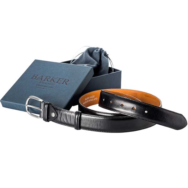 Barker Plain Belt - Black Calf Leather - One size