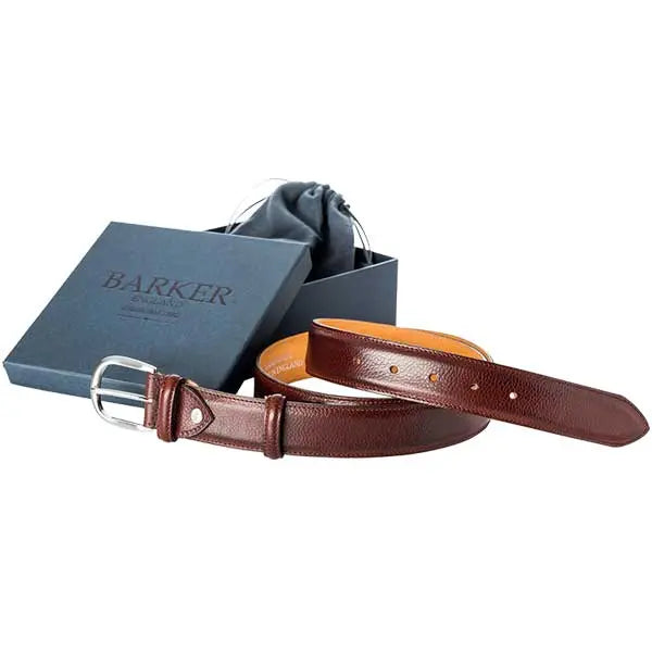 Barker Plain Belt - Cherry Grain Leather - One size