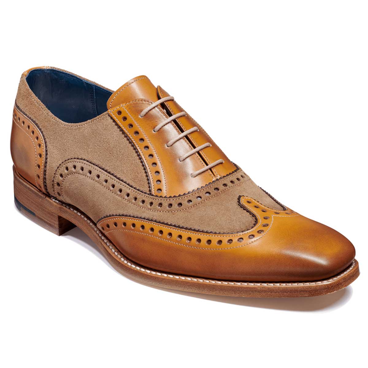 BARKER Spencer Shoes - Mens Brogue - Cedar Calf & Snuff Suede Barker Shoes