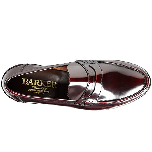 BARKER Caruso Shoes - Mens Loafers - Burgundy Hi-Shine Barker Shoes