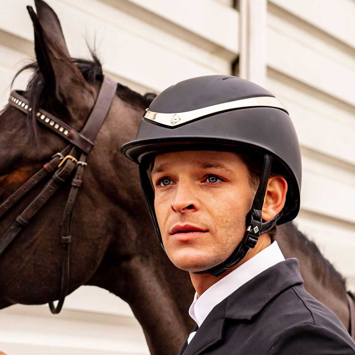 CHARLES OWEN Halo Riding Hat - Matt Black & Platinum Charles Owen