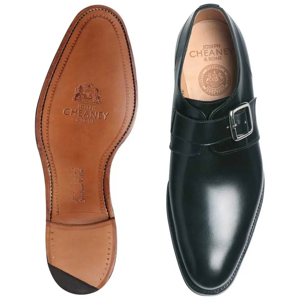 Cheaney - Moorgate Single Buckle Monk Shoes - Black Calf
