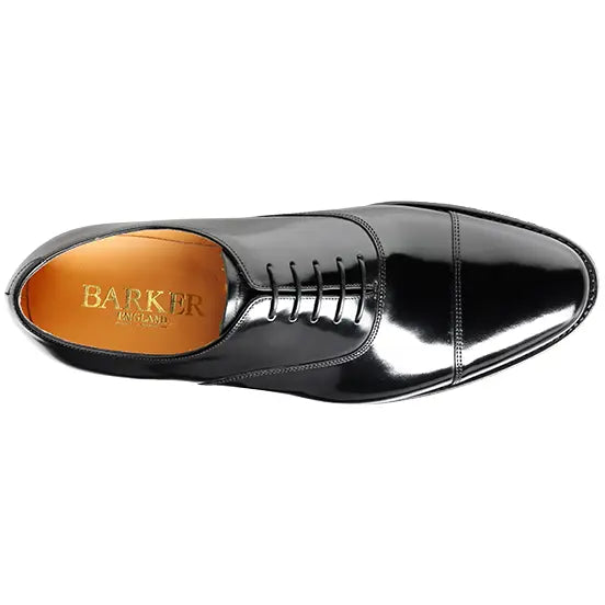 BARKER Cheltenham Shoes - Mens Oxford Style - Black Hi-Shine Barker Shoes