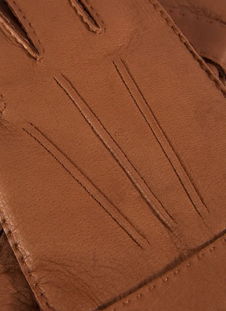 DENTS Gloucester Cashmere-Lined Deerskin Leather Gloves with Cashmere Cuffs - Mens Handsewn Three-Point - Havana Dents