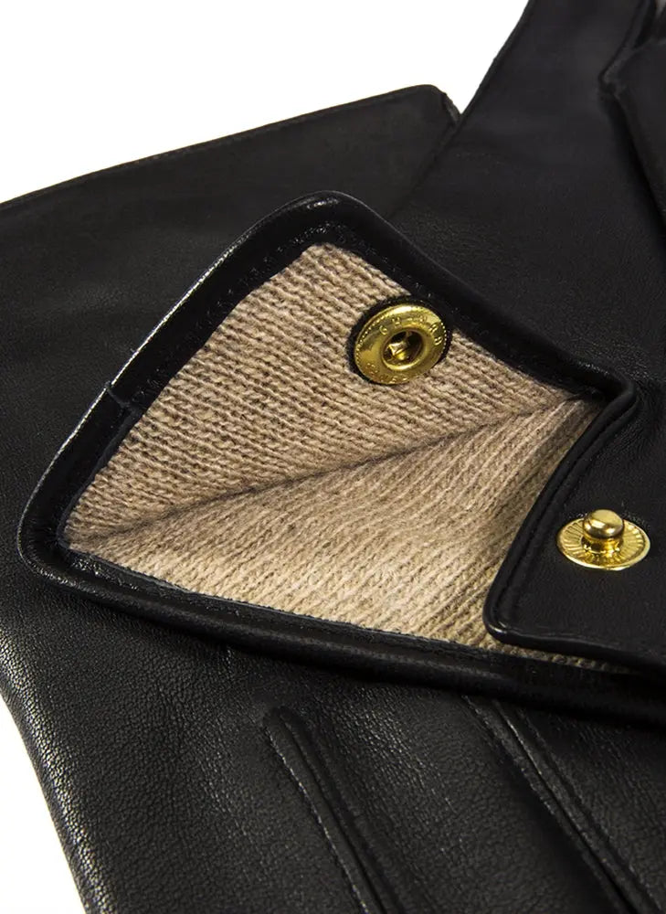 DENTS Mendip Wool-Lined Leather Officers Gloves - Mens Three-Point - Black Dents