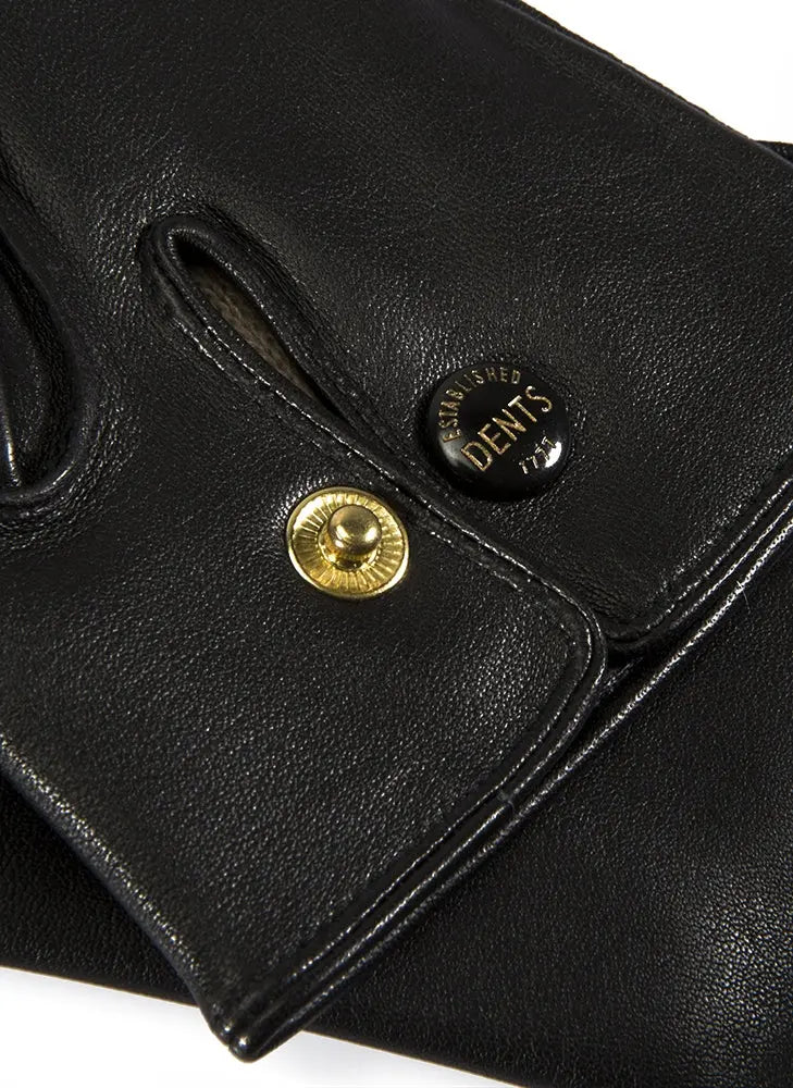 DENTS Mendip Wool-Lined Leather Officers Gloves - Mens Three-Point - Black Dents