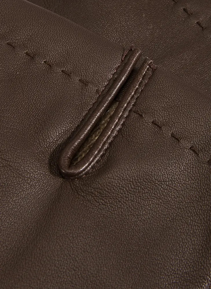DENTS Shaftesbury Touchscreen Cashmere-Lined Leather Gloves - Mens Handsewn Three-Point - Brown Dents