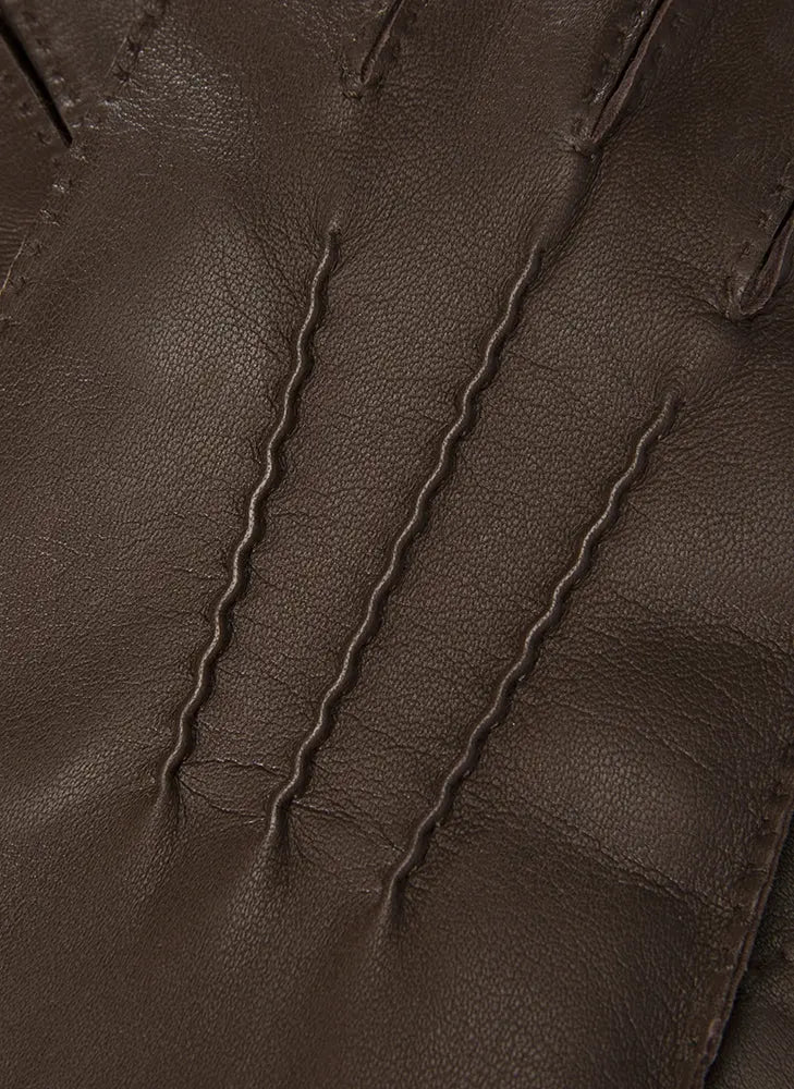 DENTS Shaftesbury Touchscreen Cashmere-Lined Leather Gloves - Mens Handsewn Three-Point - Brown Dents