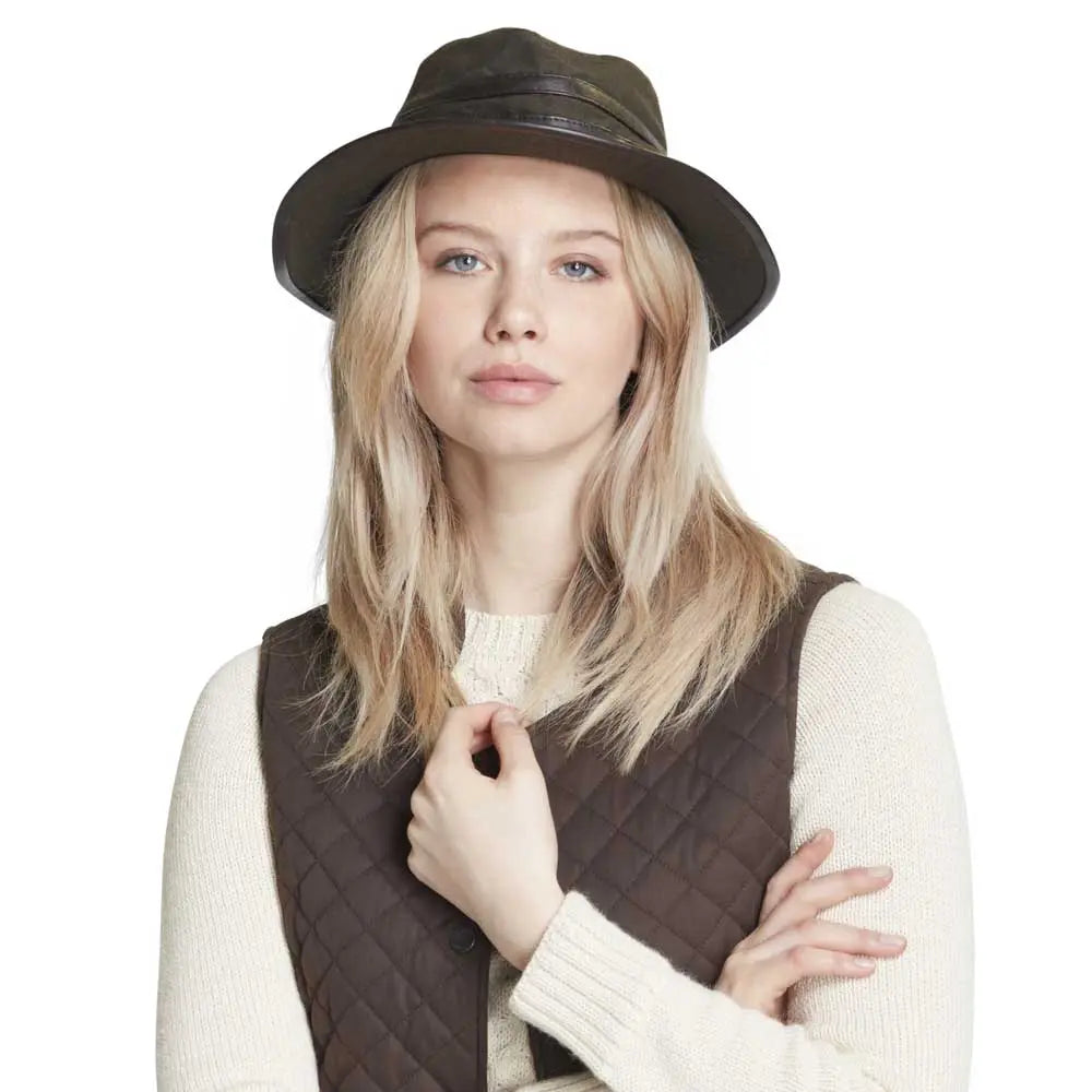 DUBARRY Butler Fedora Style Waterproof Hat - Dark Olive