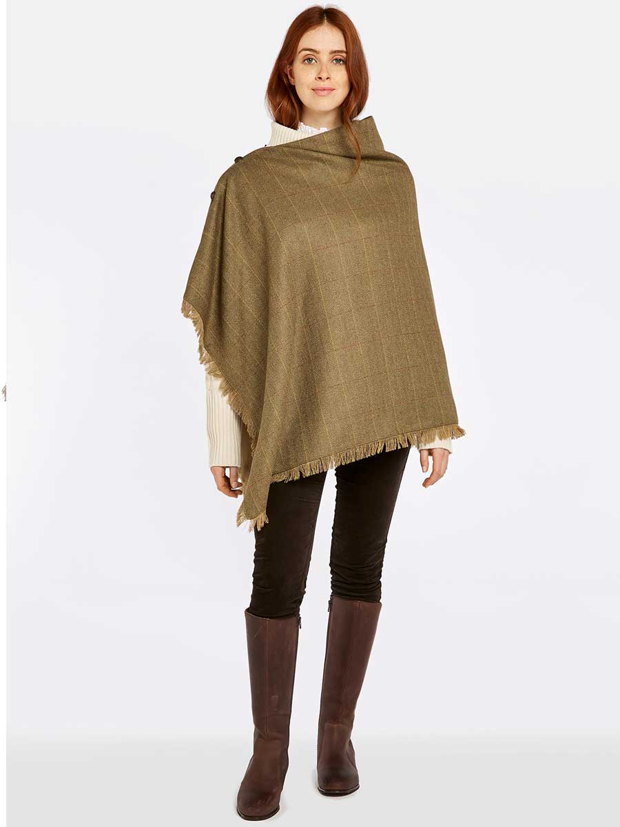 DUBARRY Hazelwood Ladies Tweed Poncho - Elm Dubarry