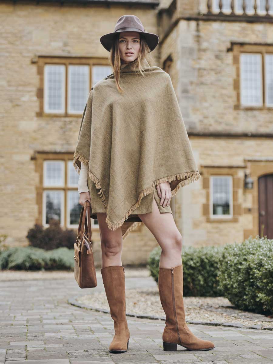 DUBARRY Hazelwood Ladies Tweed Poncho - Elm Dubarry